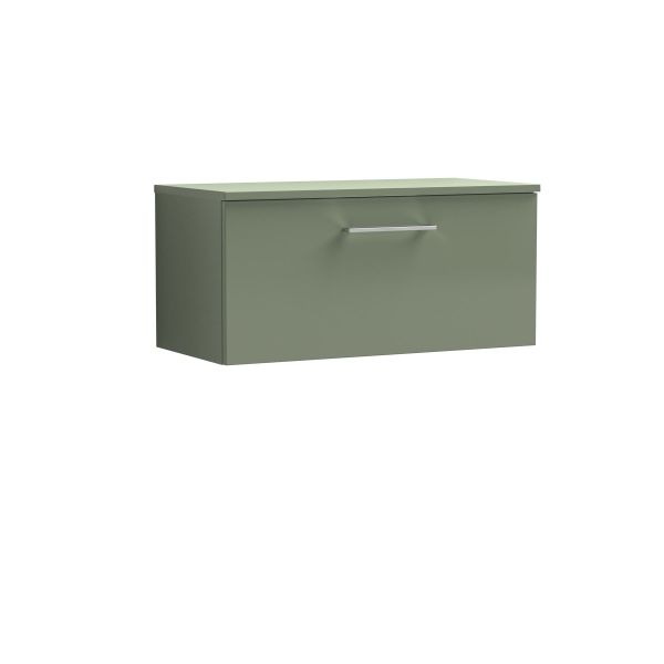800mm Wall Hung 1 Drawer Vanity & Worktop - Nuie ARN825W Green, Green colour ,image 1