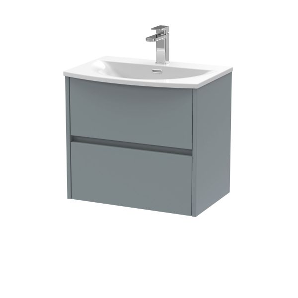 600mm Wall Hung 2 Drawer Unit & Basin 4 - Nuie HAV2304G Grey, Grey colour ,image 1
