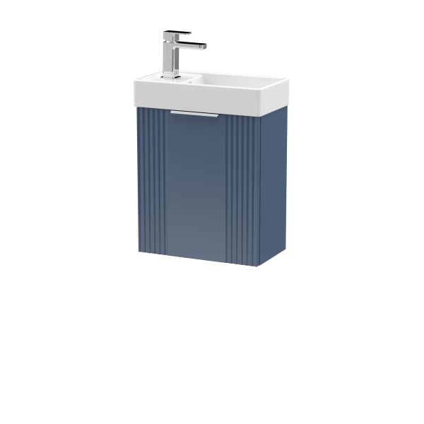 400mm Wall Hung Cabinet & Basin - Nuie FLT390 Blue, Blue colour ,image 1