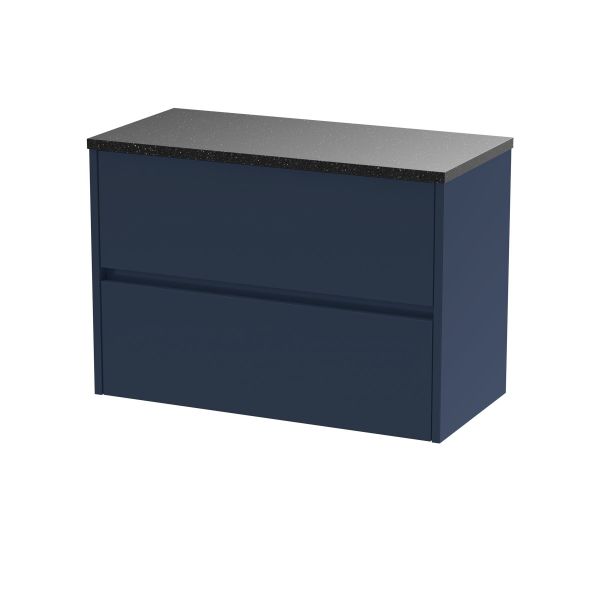 800mm Wall Hung 2-Drawer Unit & Laminate Worktop - Nuie HAV2906LSB Blue, Blue colour ,image 1