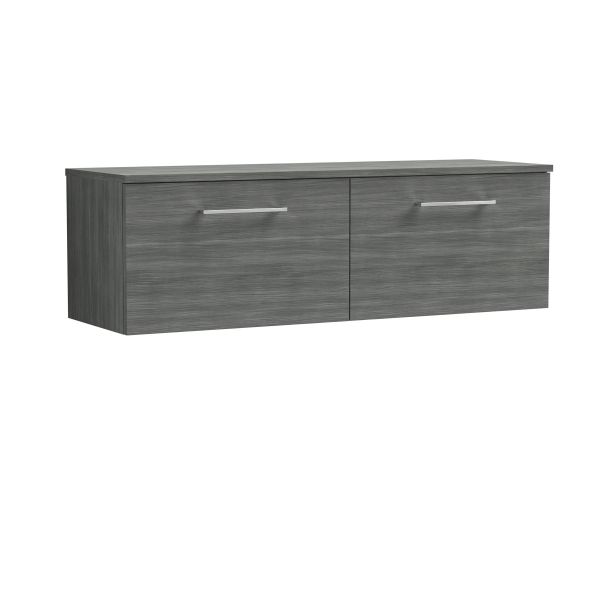 1200mm Wall Hung 2 Drawer Vanity & Worktop - Nuie ARN522W2 Grey, Grey colour ,image 1