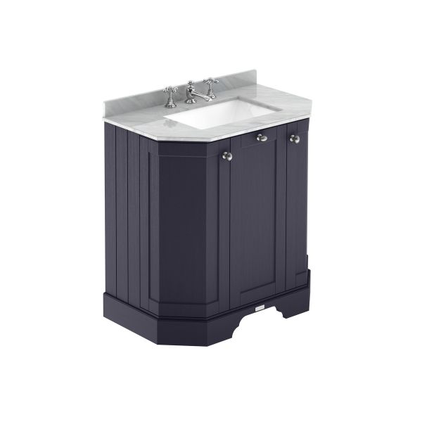 750mm 3-Door Angled Unit & Marble Top 3TH - Hudson Reed LOF313 Twilight Blue, Blue colour ,image 1