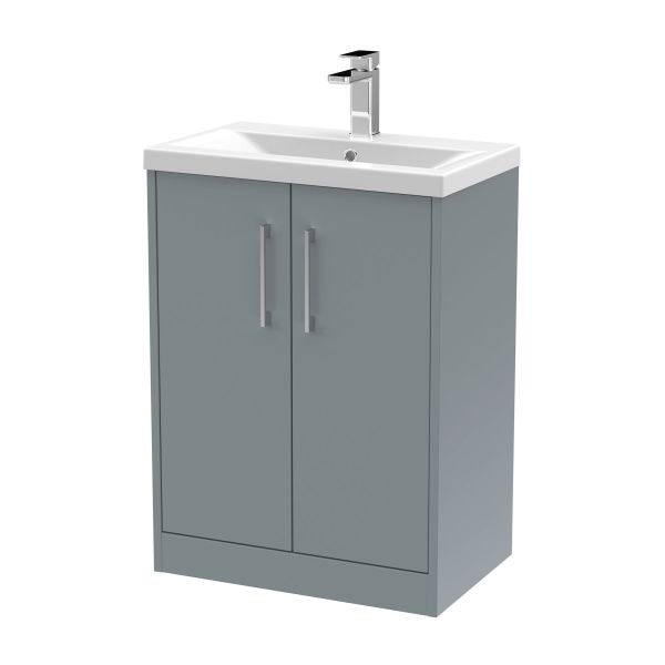600mm Floor Standing 2 Door Vanity & Basin 1 - Hudson Reed JNU2303A Grey, Grey colour ,image 1