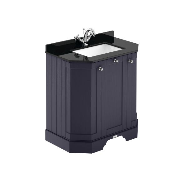 750mm 3-Door Angled Unit & Marble Top 1TH - Hudson Reed LOF318 Twilight Blue, Blue colour ,image 1