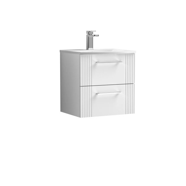 500mm Wall Hung 2 Drawer Vanity & Basin 4 - Nuie DPF192G White, White colour ,image 1