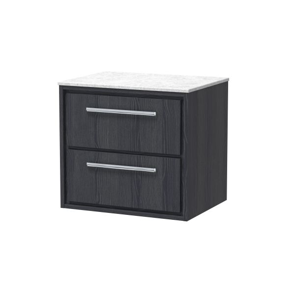 600mm Wall Hung 2-Drawer Vanity with Marble Worktop - Hudson Reed LIL2224WMT Grey, Grey colour ,image 1