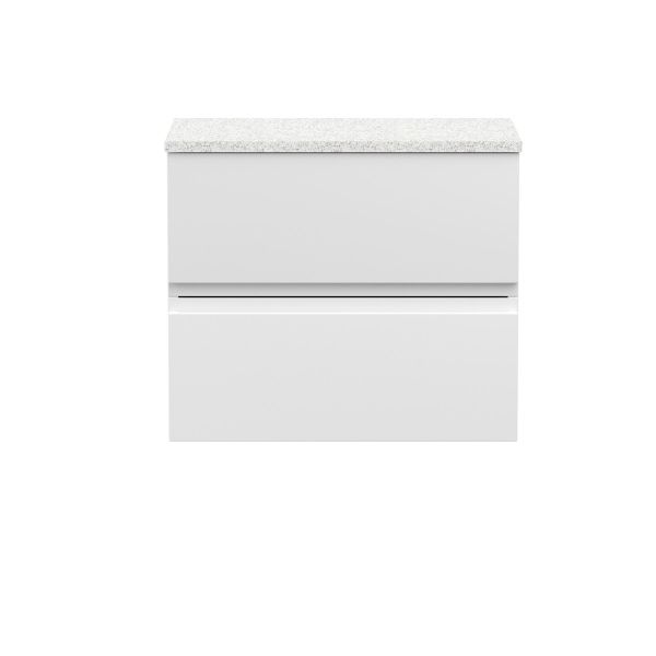 600mm Wall Hung 2-Drawer Vanity Unit & Laminate Worktop - Hudson Reed URB104LSW Satin White, White colour ,image 3