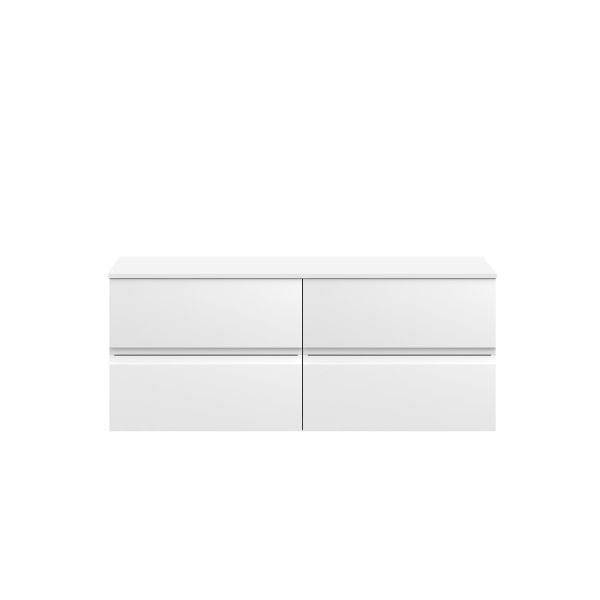 1200 Wall Hung 4 Drawer Unit & Worktop - Hudson Reed URB104W2 White, White colour ,image 1