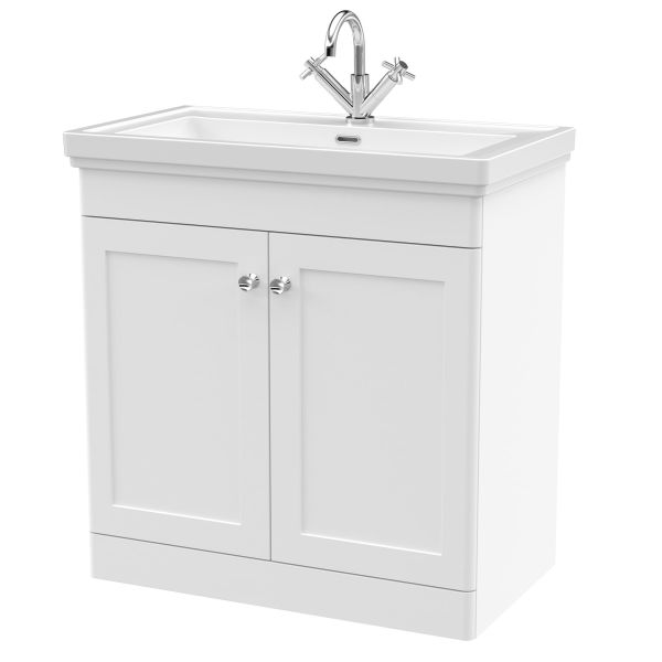 800mm Floor Standing 2-Door Vanity & Basin 1TH - Nuie CLC126A White, White colour ,image 1
