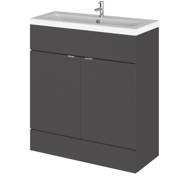 800mm Vanity Unit & Ceramic Basin - Hudson Reed CBI928A Gloss Grey, Grey colour ,image 1