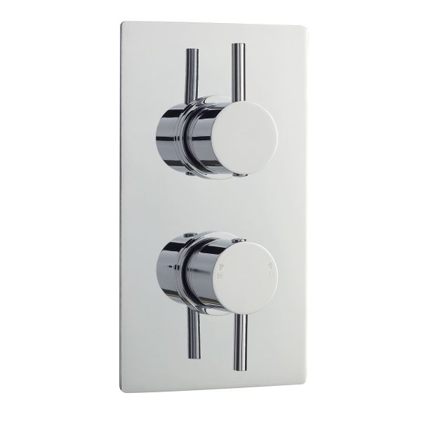 Twin Thermostatic Shower Valve With Diverter - Nuie QUEV52 Chrome, Chrome colour ,image 1