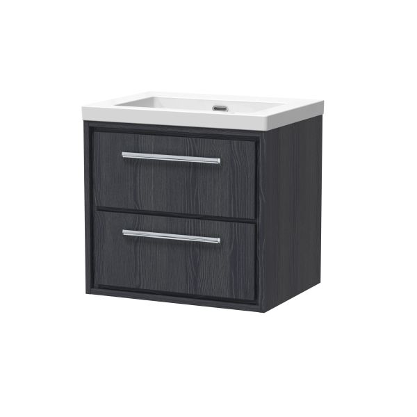 600mm Wall Hung 2-Drawer Vanity with Basin - 0 Tap Hole - Hudson Reed LIL2224K Grey, Grey colour ,image 1