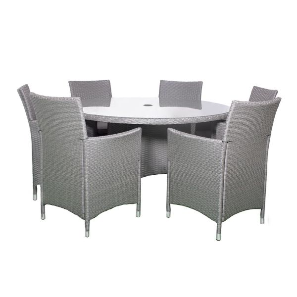 Nevada Grey 6 Seater Kd Round Dining Set, Grey colour ,image 1