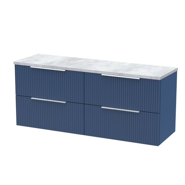 1200 Wall Hung 4-Drawer Vanity & Laminate Worktop - Hudson Reed DFF393LBG2 Blue, Blue colour ,image 1