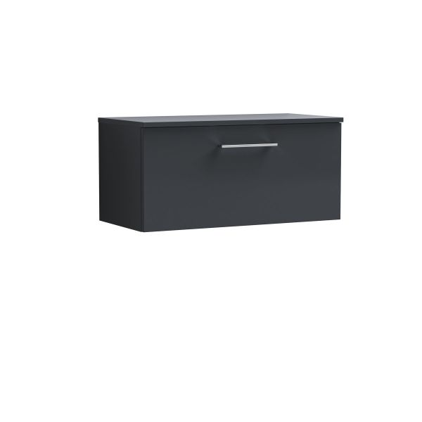 800mm Wall Hung 1 Drawer Vanity & Worktop - Nuie ARN1425W Black, Black colour ,image 1