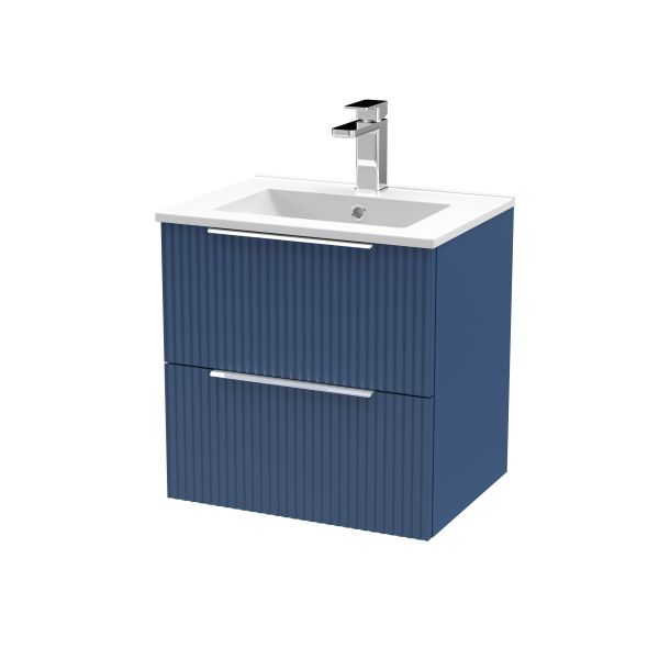 500mm Wall Hung 2 Drawer Vanity & Basin 2 - Hudson Reed DFF392B Blue, Blue colour ,image 1