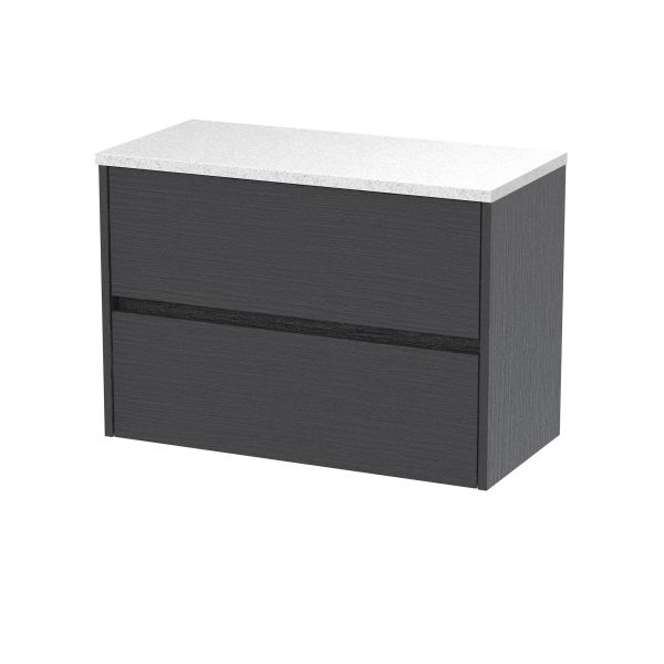 800mm Wall Hung 2 Drawer Unit & Worktop - Nuie HAV2206LSW Grey, Grey colour ,image 1