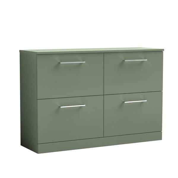1200mm Floor Standing 4 Drawer Vanity & Worktop - Nuie ARN833W2 Green, Green colour ,image 1