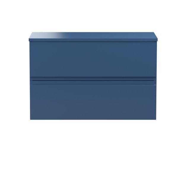 800mm Wall Hung 2-Drawer Vanity Unit & Worktop - Hudson Reed URB306W Blue, Blue colour ,image 1