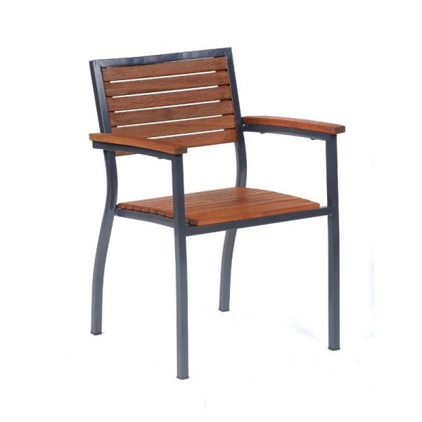 Dorset Stacking Arm Chair - Grey Metal Garden Chairs 600 X 860, Neutrals colour ,image 1