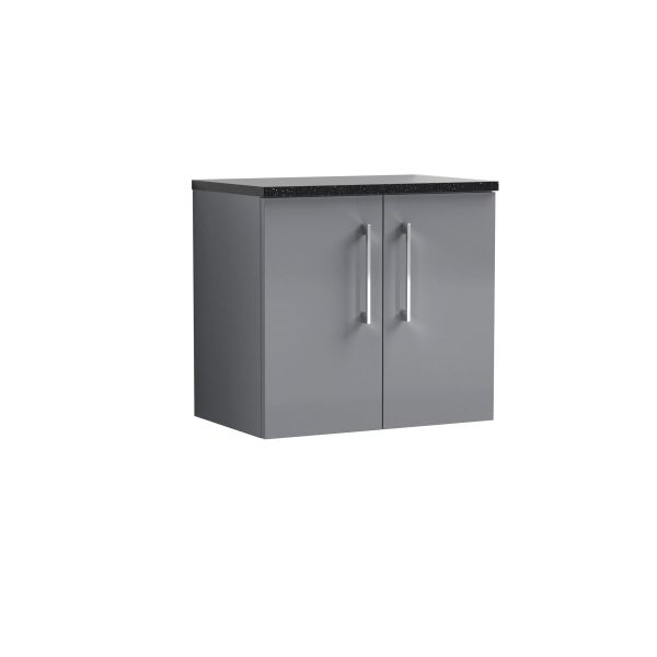 600mm Wall Hung 2 Door Vanity & Laminate Top - Nuie ARN2223LSB Grey, Grey colour ,image 1