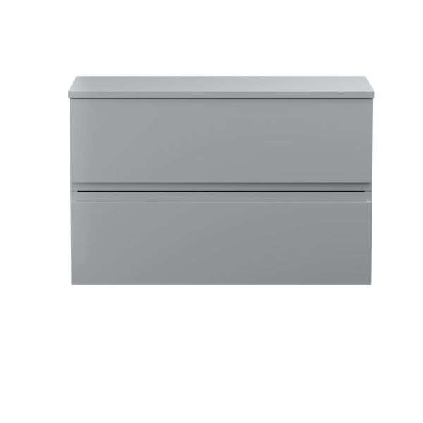 800mm Wall Hung 2-Drawer Vanity Unit & Worktop - Hudson Reed URB206W Grey, Grey colour ,image 1