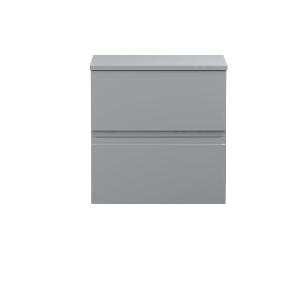 500mm Wall Hung 2-Drawer Vanity Unit & Worktop - Hudson Reed URB202W Grey, Grey colour ,image 1