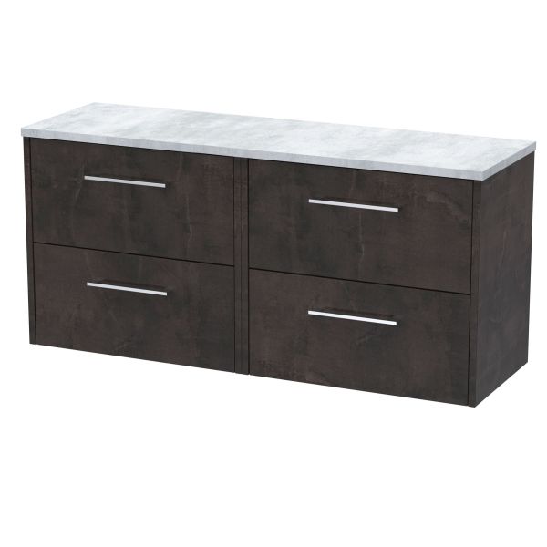1200 Wall Hung 4-Drawer Vanity & Laminate Worktop - Hudson Reed JNU2624LBG2 Brown, Brown colour ,image 1