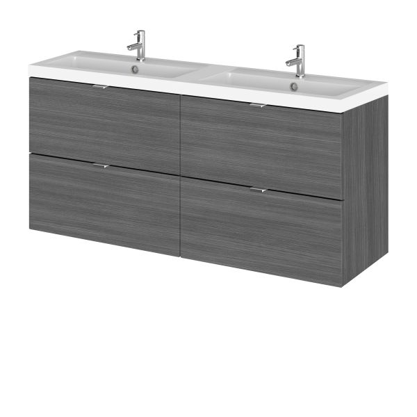 1200mm Vanity Unit & Double Basin - Hudson Reed CBI532 Anthracite Woodgrain, Brown/Grey colour ,image 1