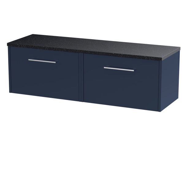 1200 Wall Hung 2-Drawer Vanity & Laminate Worktop - Hudson Reed JNU2922LSB2 Blue, Blue colour ,image 1