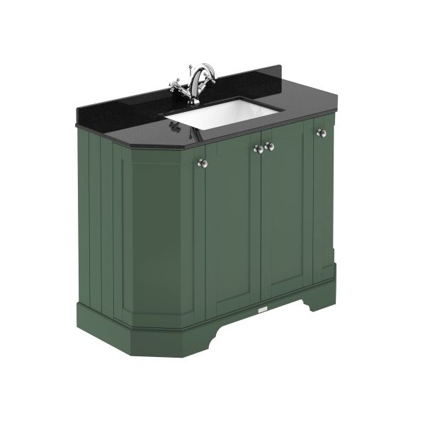 1000mm 4-Door Angled Unit & Marble Top 1TH - Hudson Reed LOF882 Hunter Green, Green colour ,image 1