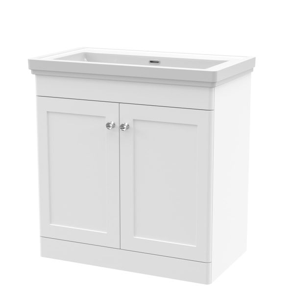 800mm Floor Standing 2 Door Vanity & Basin 0TH - Nuie CLC126H White, White colour ,image 1