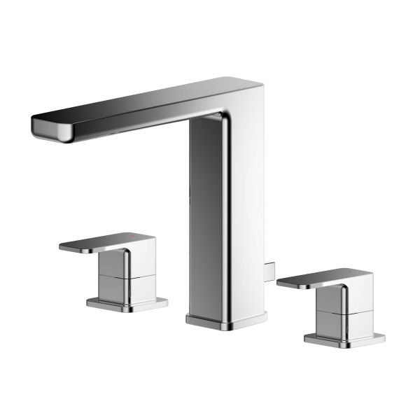Deck Mounted 3 Tap Hole Basin Mixer With Pop Up Waste - Nuie WIN337 Chrome, Chrome colour ,image 1