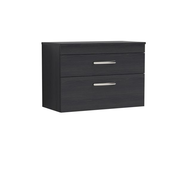 800mm Wall Hung Vanity With Worktop - Nuie ATH068W Charcoal Black, Hacienda Black colour ,image 1