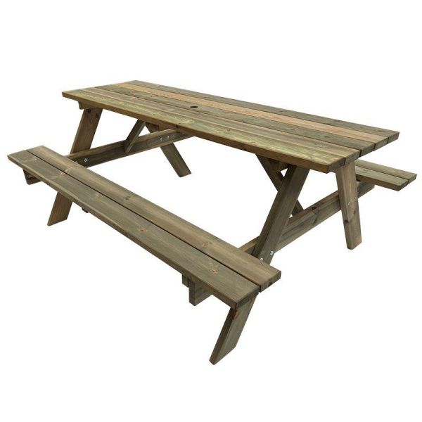 Tiptree 8 Seat Wooden Picnic Bench - Neutral Brown, Grey colour ,image 1