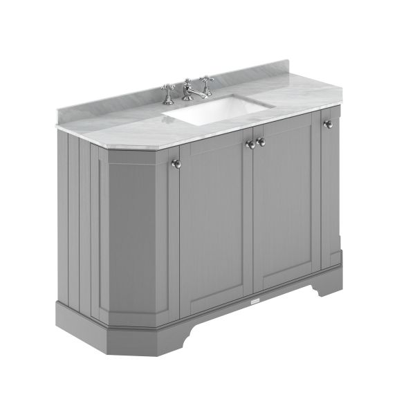 1200mm 4-Door Angled Unit & Marble Top 3TH - Hudson Reed LOF257 Storm Grey, Grey colour ,image 1