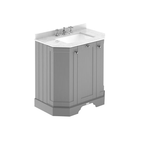 750mm 3-Door Angled Unit & Marble Top 3TH - Hudson Reed LOF214 Storm Grey, Grey colour ,image 1