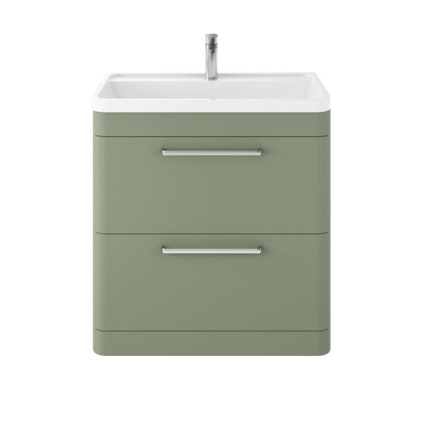 Floor Standing 800mm Cabinet & Basin - Hudson Reed SOL803 Green, Green colour ,image 1