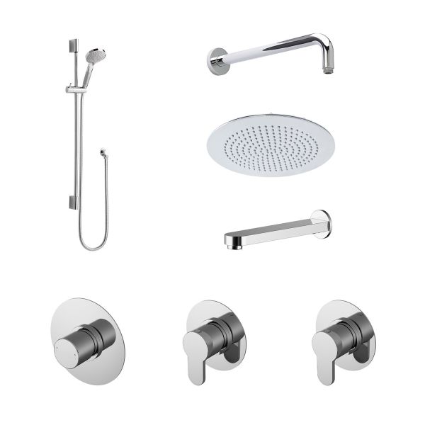 3 Outlet Arvan Bundle With Stop Tap & Diverter - Nuie SBR136ST3 Chrome, Chrome colour ,image 1