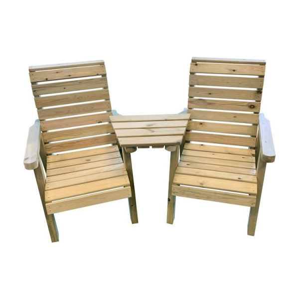 Clover Love Seats With Angled Tray By Churnet Valley, Wood colour ,image 1