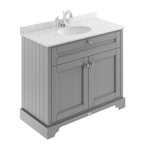 1000mm Cabinet & Marble Top (1TH) - Hudson Reed LOF278 Storm Grey, Grey colour ,image 1