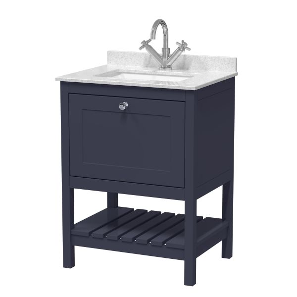 600mm Floor Standing Vanity & Marble Top 1TH - Hudson Reed BEX325WS1 Blue, Blue colour ,image 1