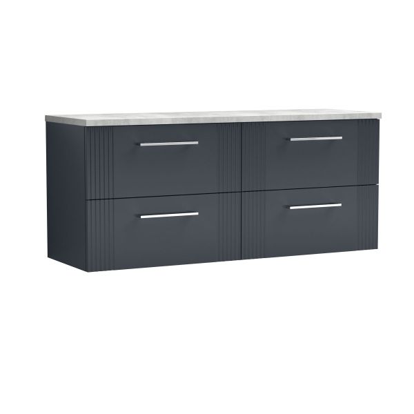 1200 Wall Hung 4-Drawer Vanity & Laminate Worktop - Nuie DPF1493LBG2 Black, Black colour ,image 1
