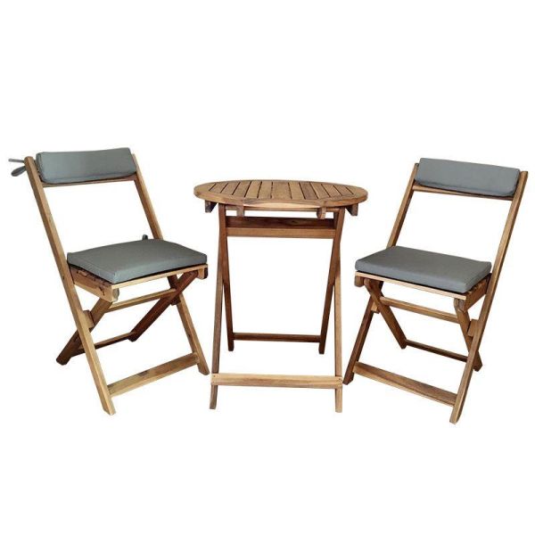 Acacia Wooden Folding 2 seat Bistro Set - Neutral, Neutrals colour ,image 1