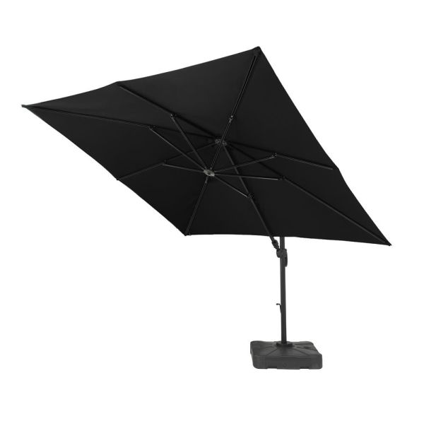 3M Grey Square Overhanging Parasol With Base, Grey colour ,image 1