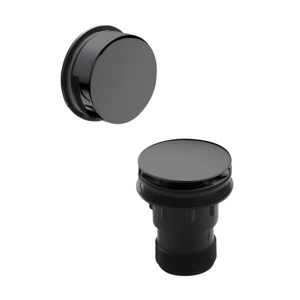 Inset Bath Push Button Waste - Nuie E727E Black, Black colour ,image 1
