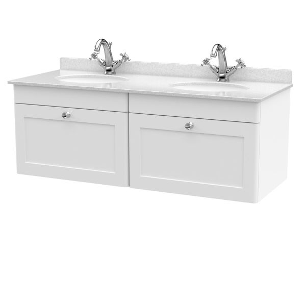 1200mm Wall Hung 2 Drawer Vanity & Marble Top - Nuie CLC194WR2 White, White colour ,image 1