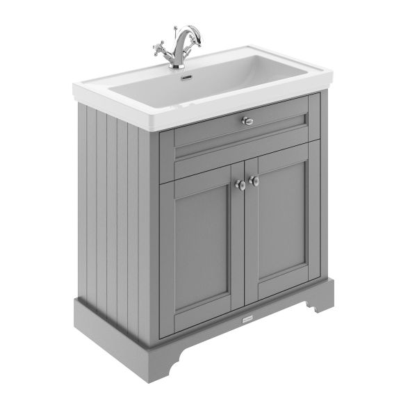 800mm 2-Door Vanity & Classic Basin 1TH - Hudson Reed LOF206 Grey, Grey colour ,image 1