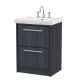 600mm Floor Standing 2-Drawer Vanity with Basin - 3 Tap Hole - Hudson Reed LIL2233B Grey, Grey colour 0
