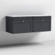 1200mm Wall Hung 2-Drawer Vanity with Marble Top - Nuie CLC1494CMT2 Black, Black colour 0